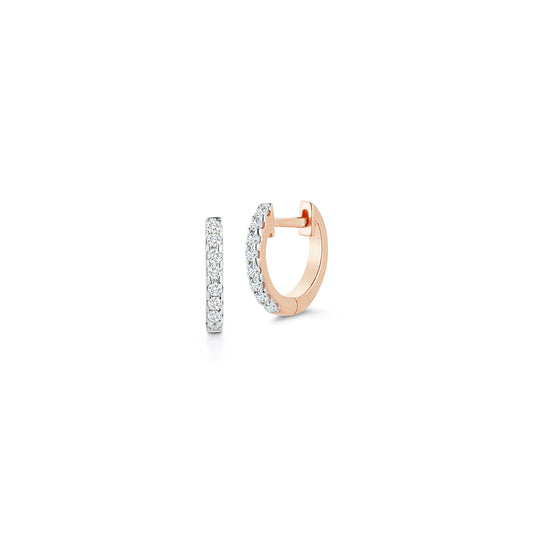 Rose Gold Diamond Huggie Earrings 10mm