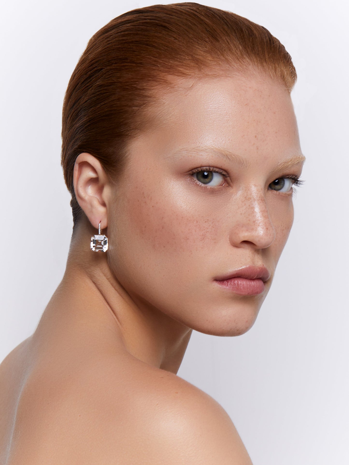 Asscher Cut White Topaz Drop Earrings