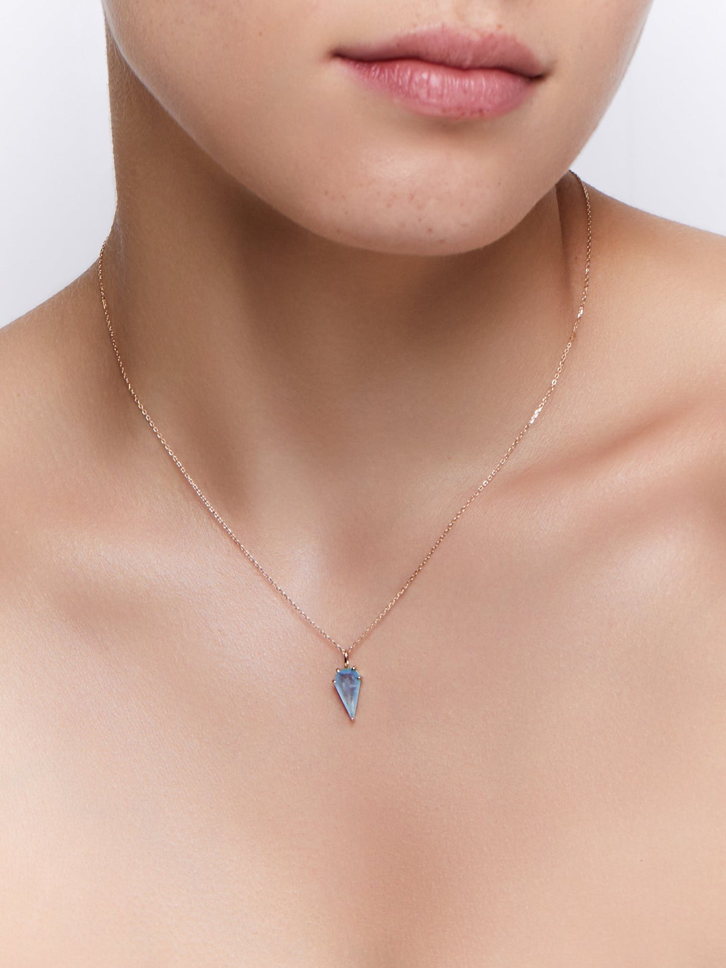 Aquamarine Kite Necklace in 14kt Gold