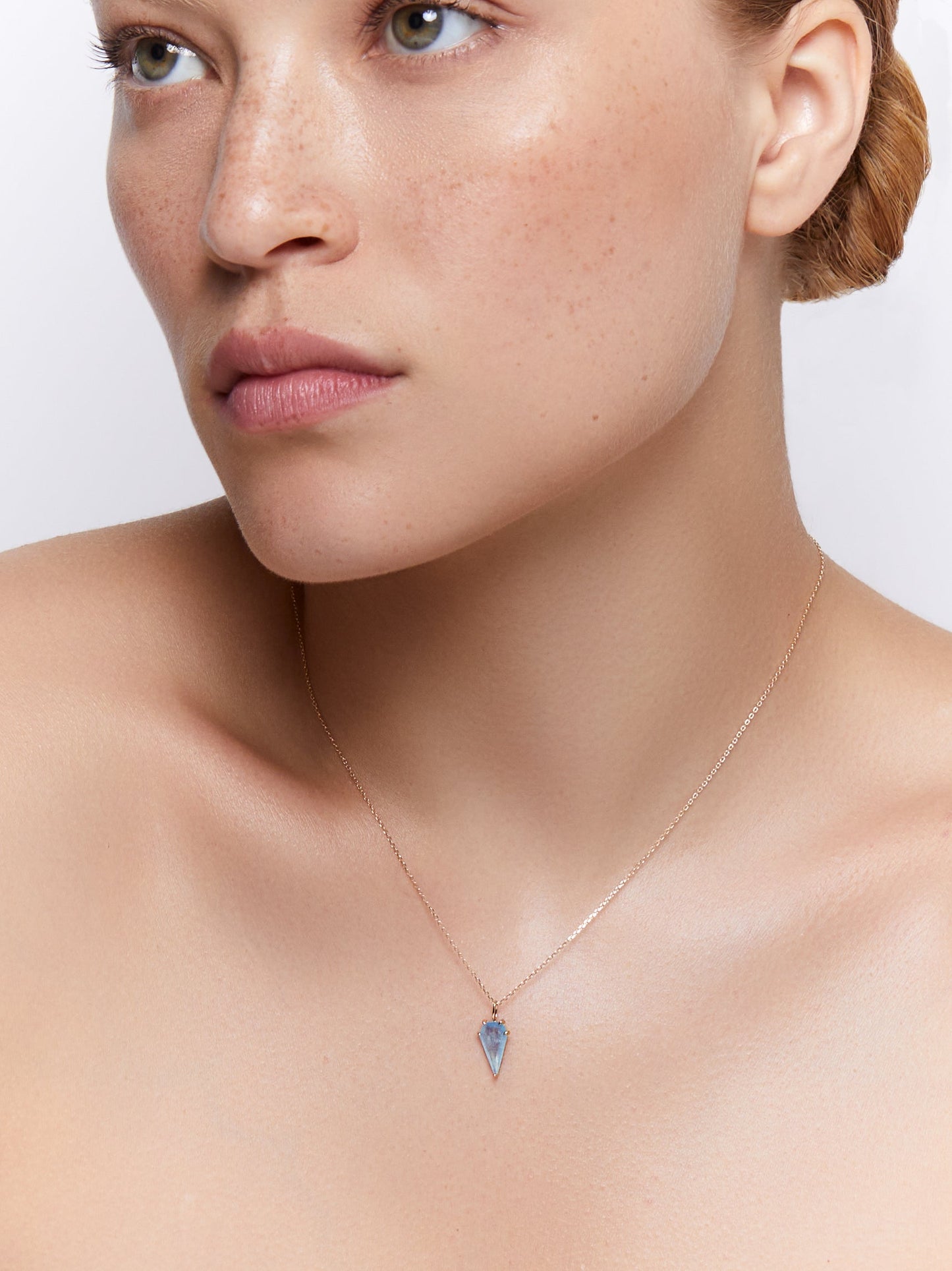 Aquamarine Kite Necklace in 14kt Gold