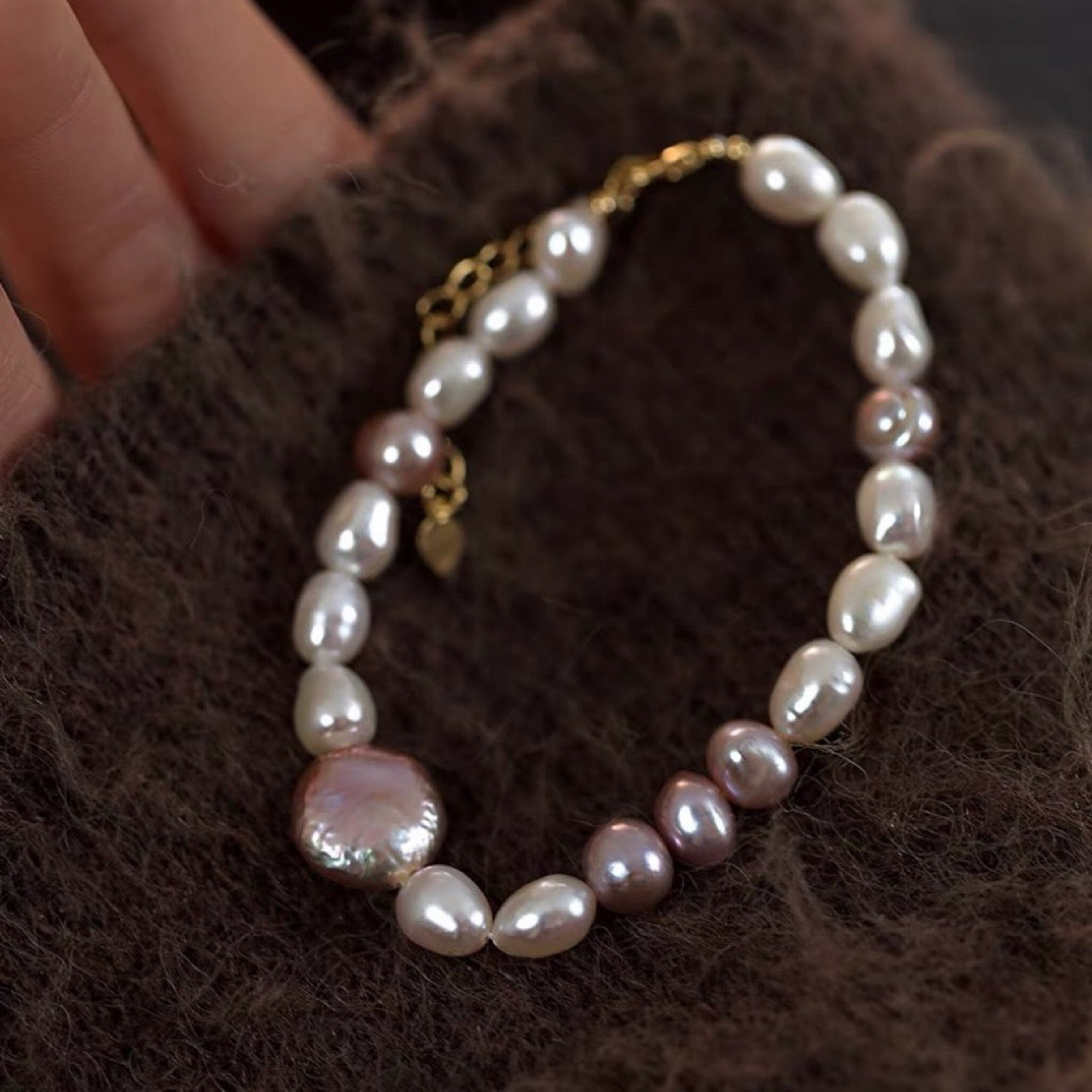 Purple Mixed Baroque Pearl Bracelet for Women