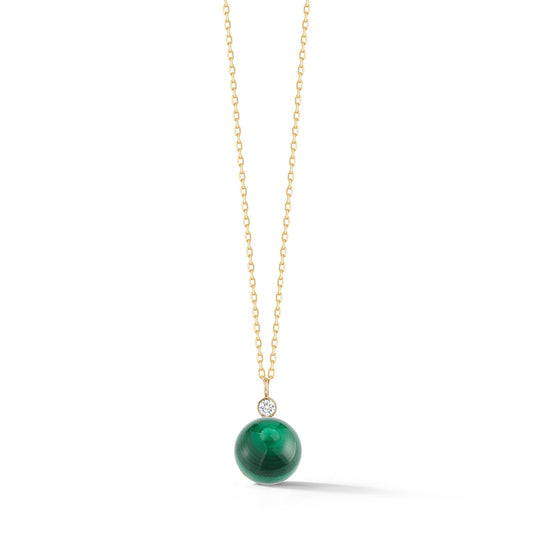 Gold Malachite Diamond Dot Necklace