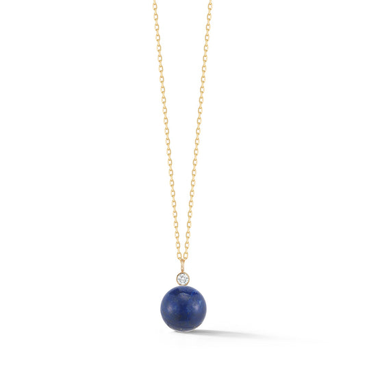 Gold Lapis Diamond Dot Necklace