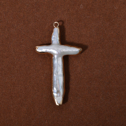 Large Pearl Pendant with Cross Design