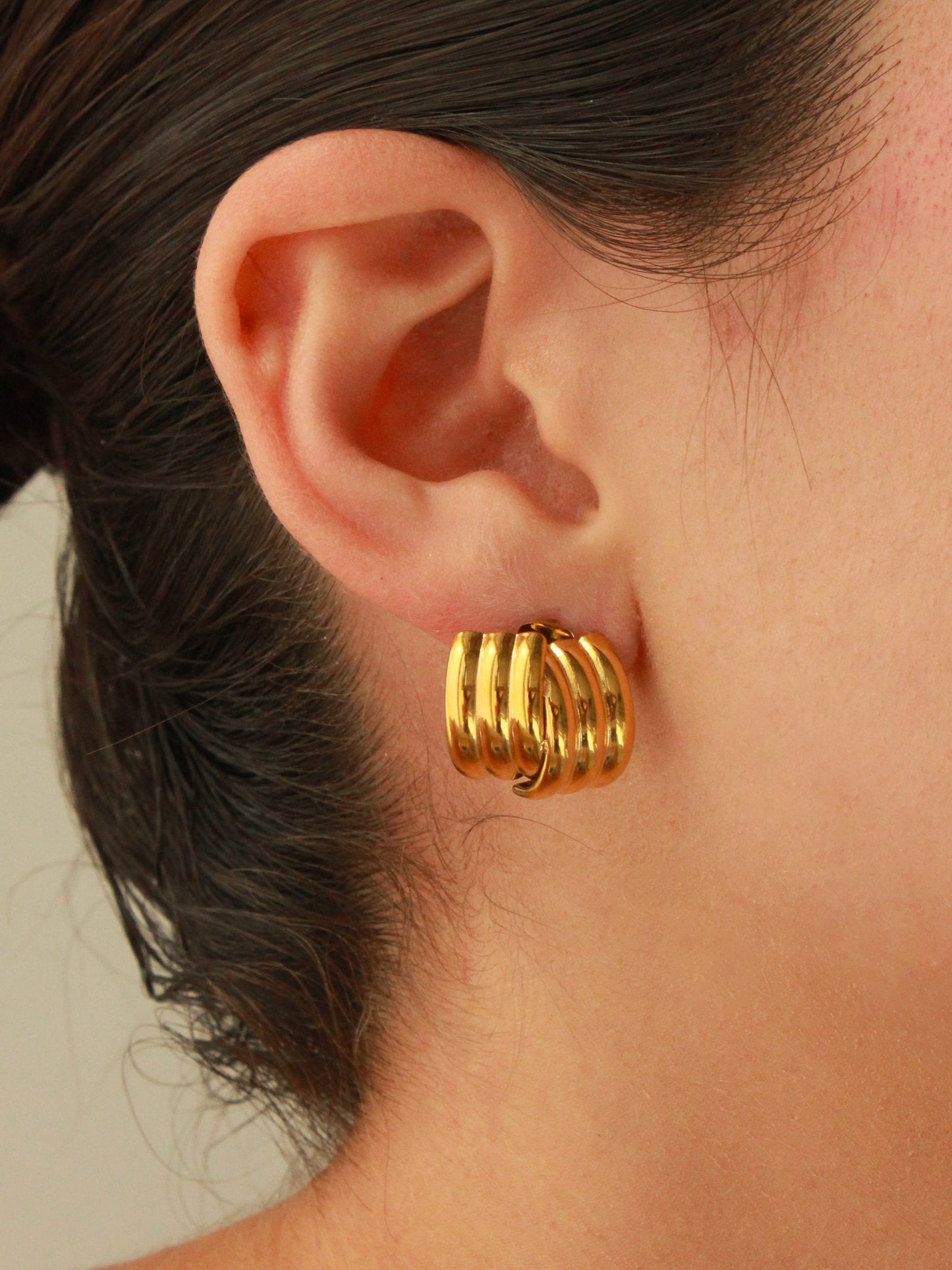 Gold Double Huggie Earrings in Sleek Design