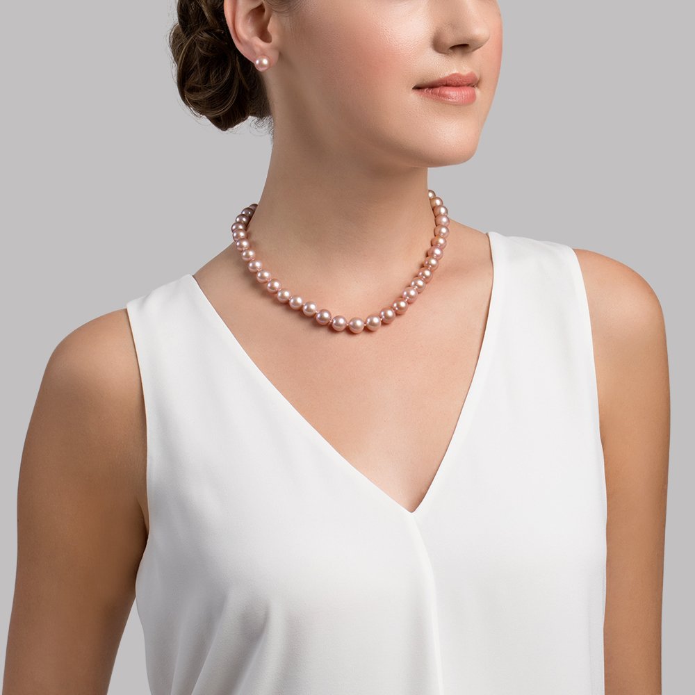 Pink Freshwater Pearl Necklace in AAAA Quality 2