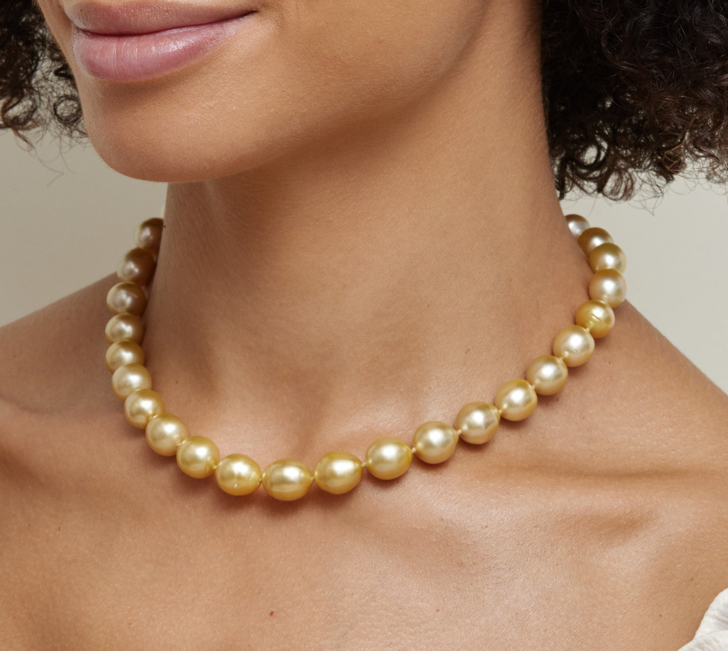 Baroque Shaped Golden South Sea Pearl Necklace