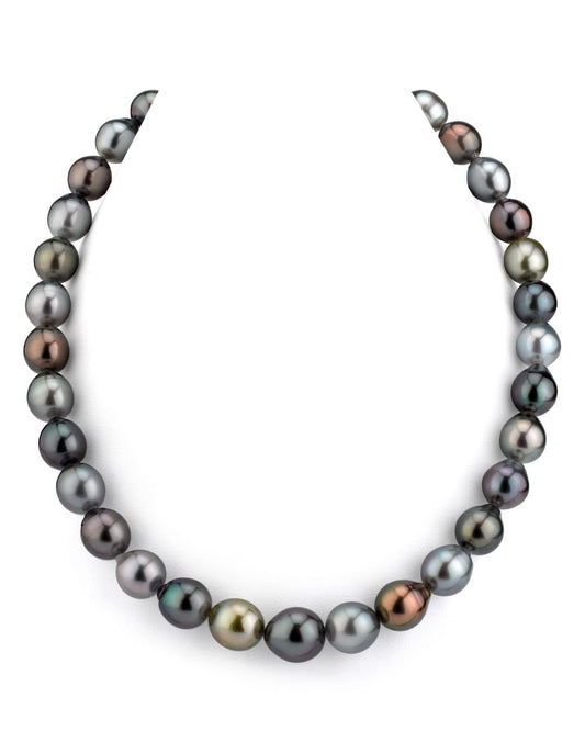 Colorful Drop-Shape Tahitian Pearl Necklace 10-12mm