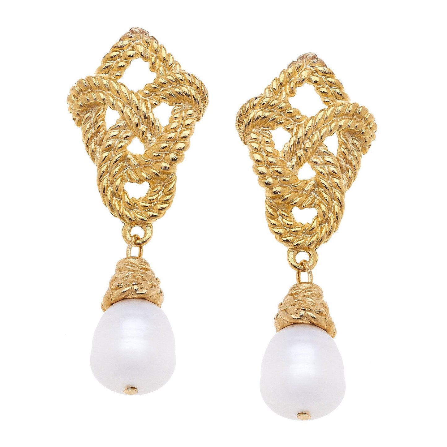 Pearl Drop Love Knot Earrings