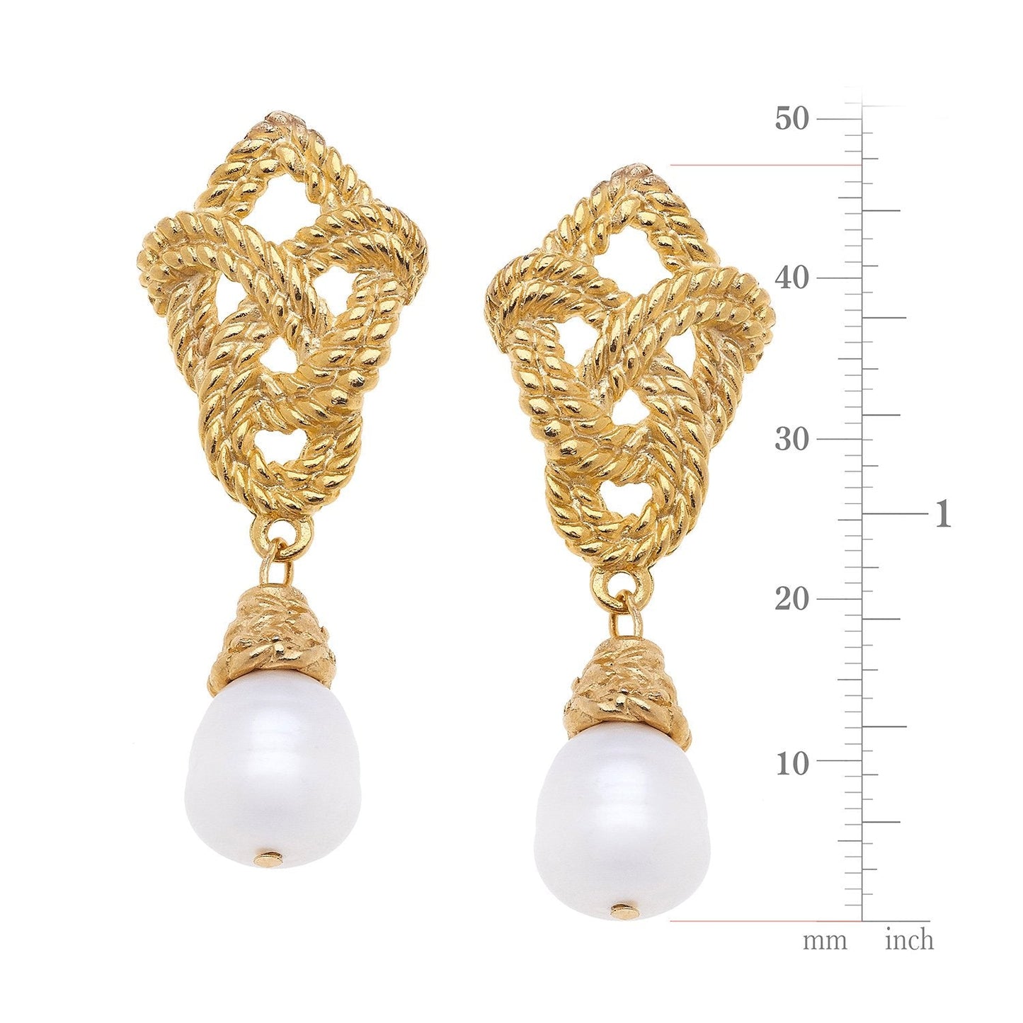 Pearl Drop Love Knot Earrings