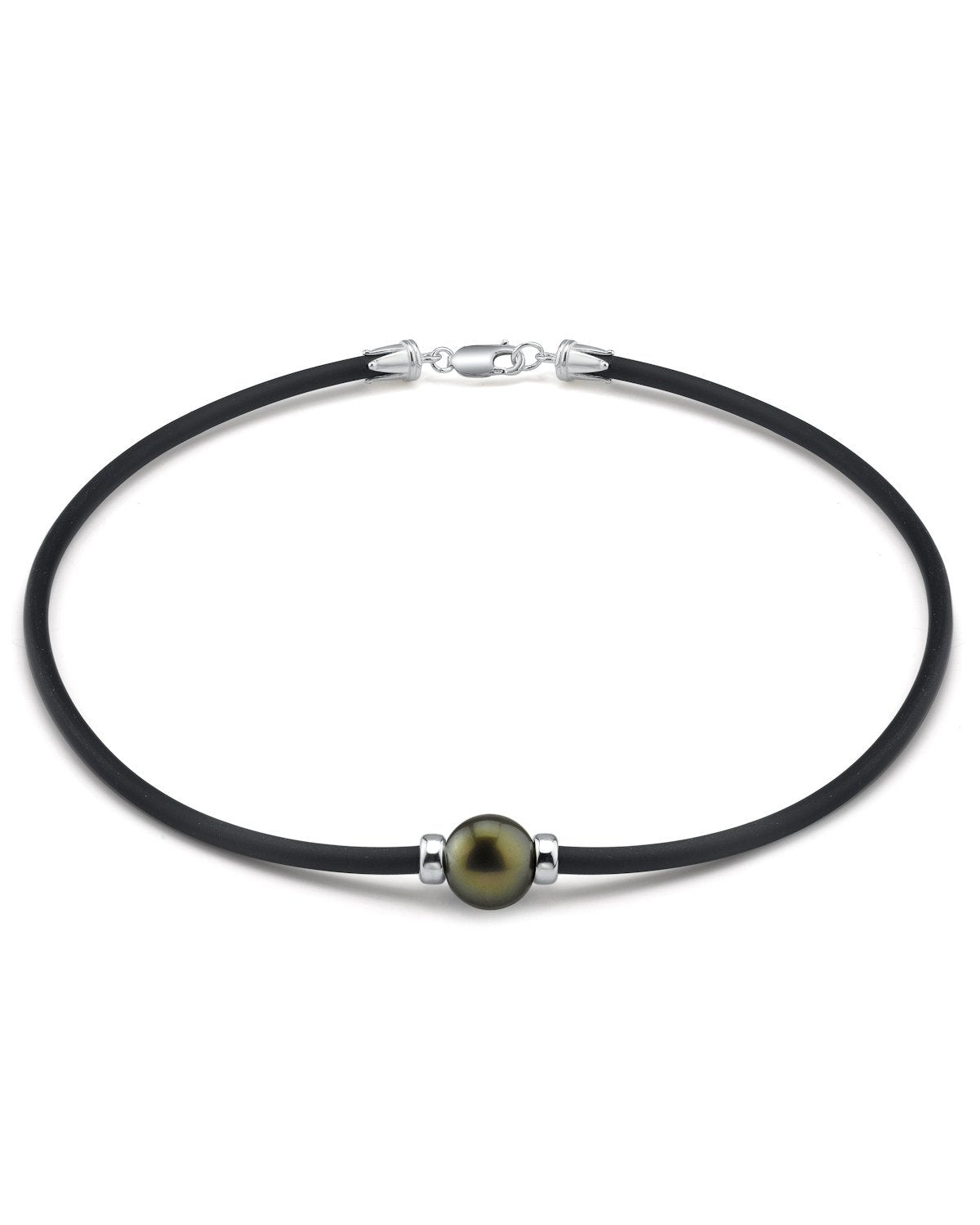 Black Tahitian Pearl Rubber Necklace Design