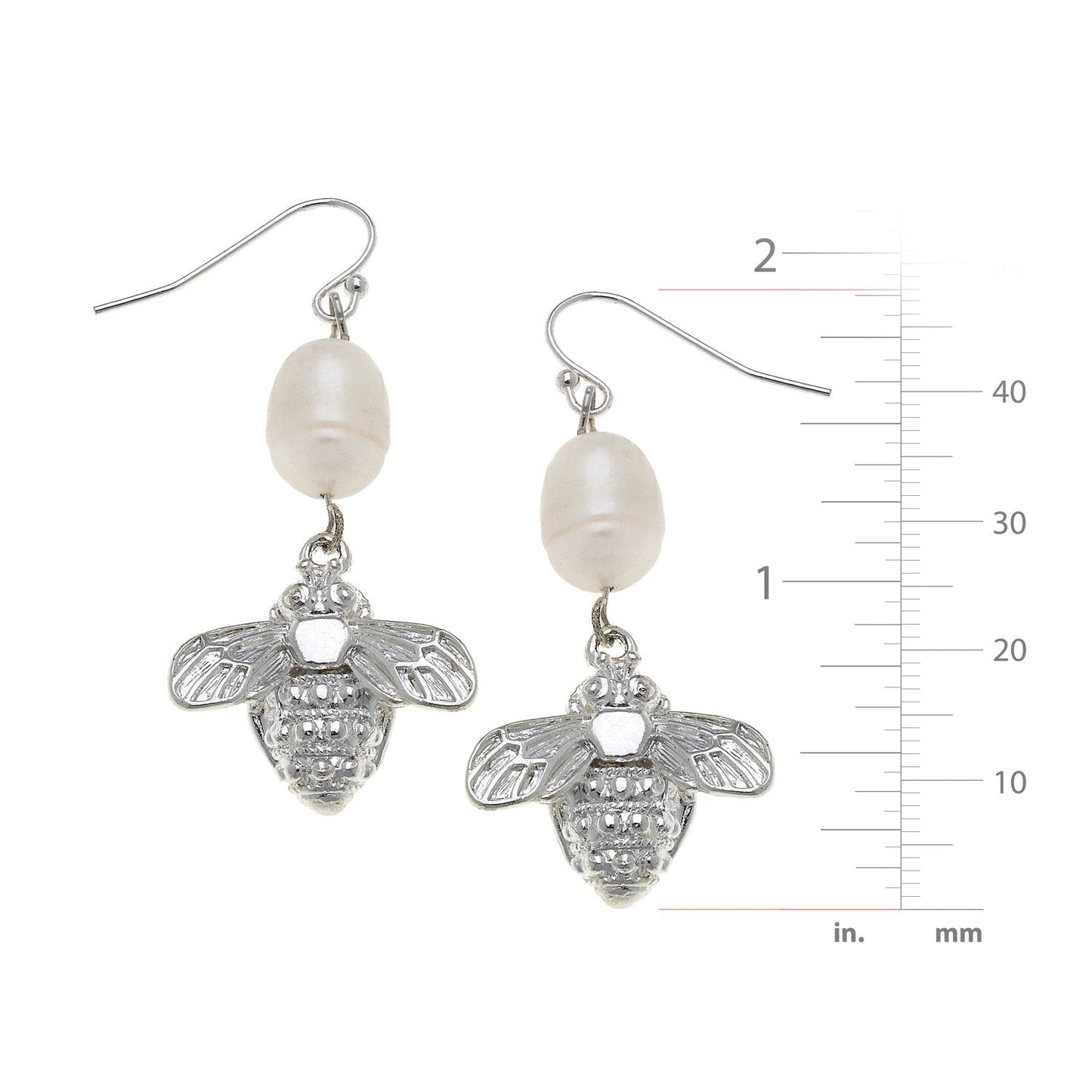 Pearl Wire Drop Earrings with Bee Design