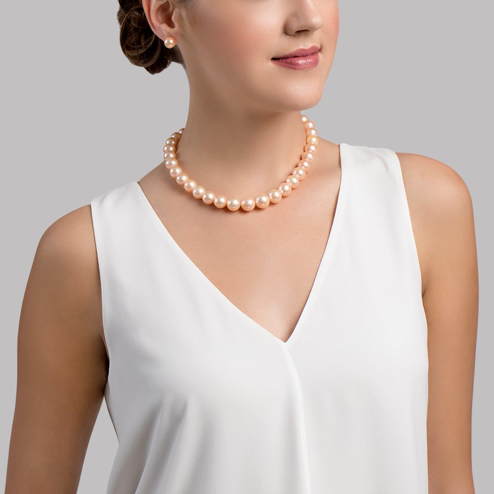 Peach Freshwater Pearl Necklace in AAA Quality