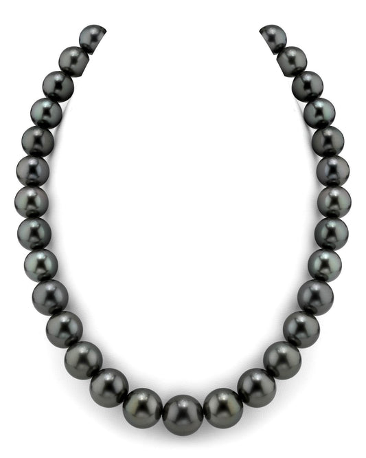 Tahitian True Round Pearl Necklace in Dark Colors