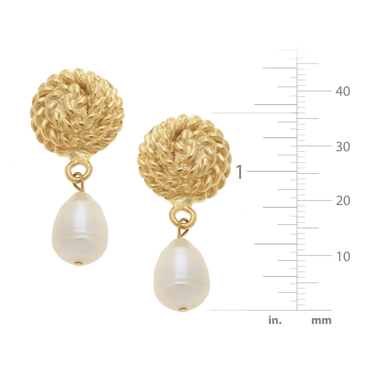 Pearl Drop Earrings with Rope Design