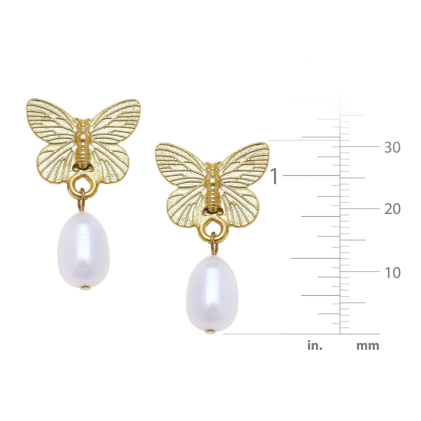 Butterfly Pearl Drop Earrings