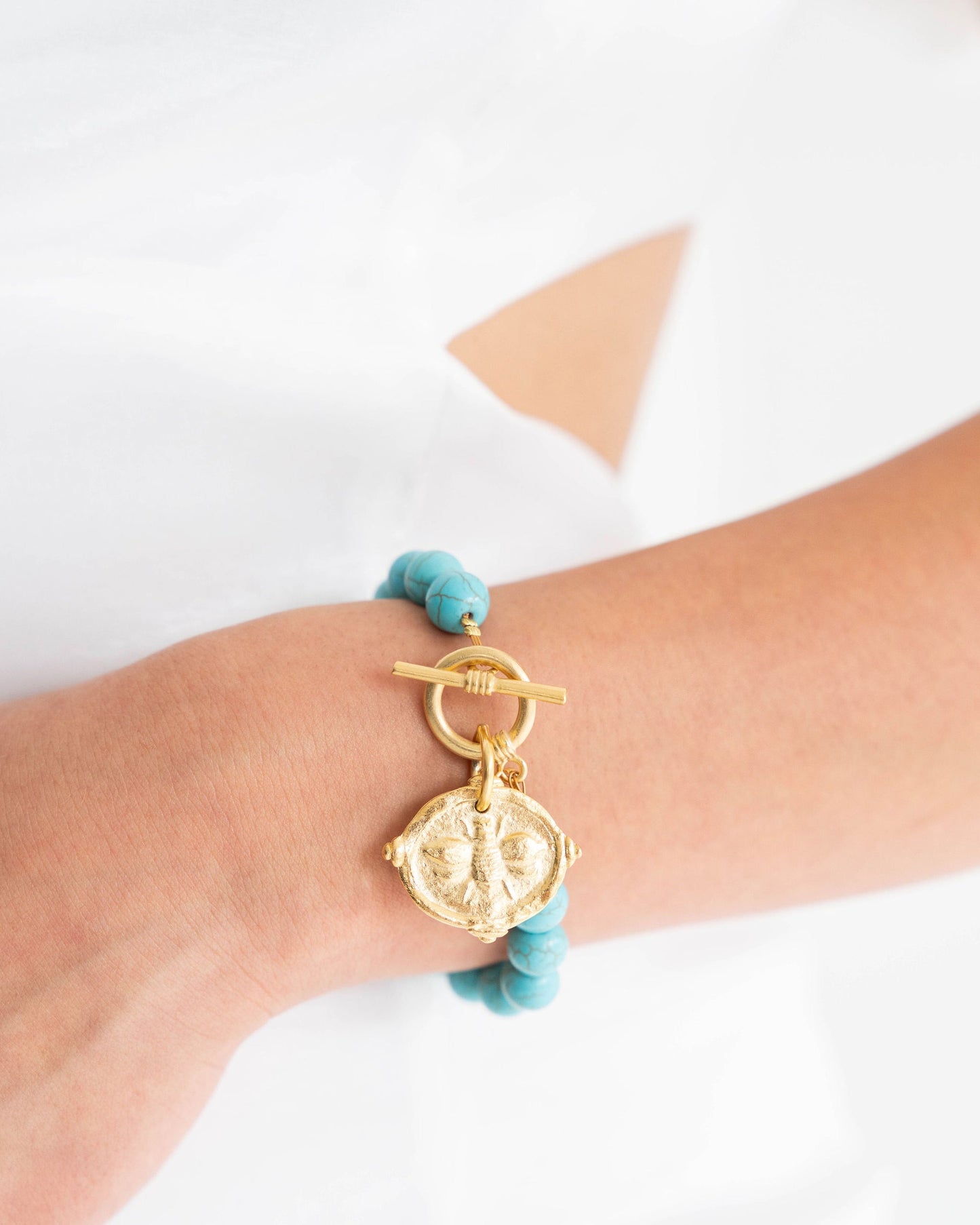 Gold Bee Intaglio Stone Bracelet for Women