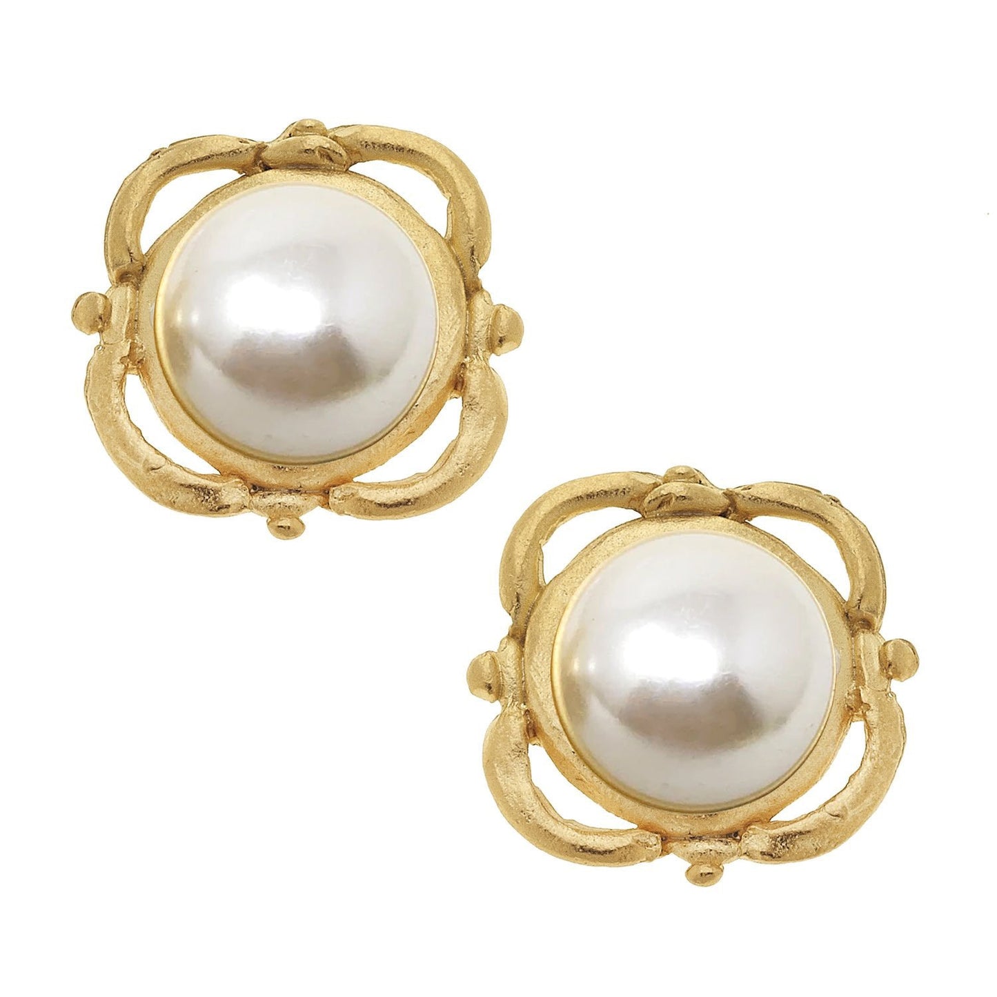 Pearl Scroll Stud Earrings