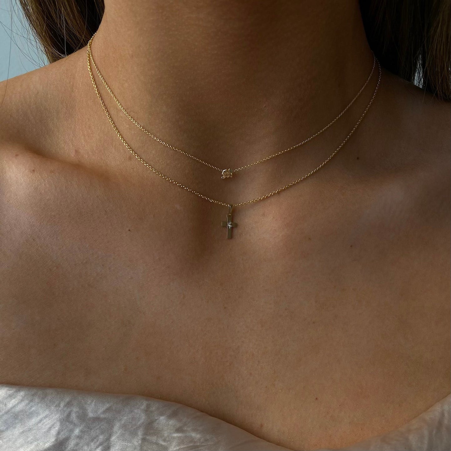 Diamond Cross Necklace in 14k Gold