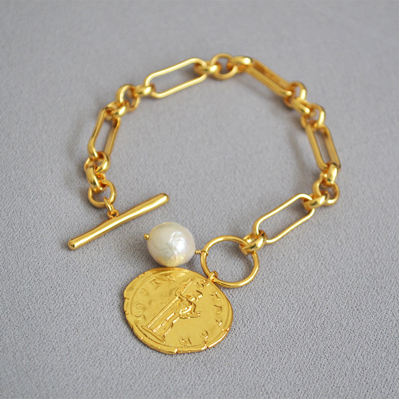 Baroque Coin Pendant Bracelet