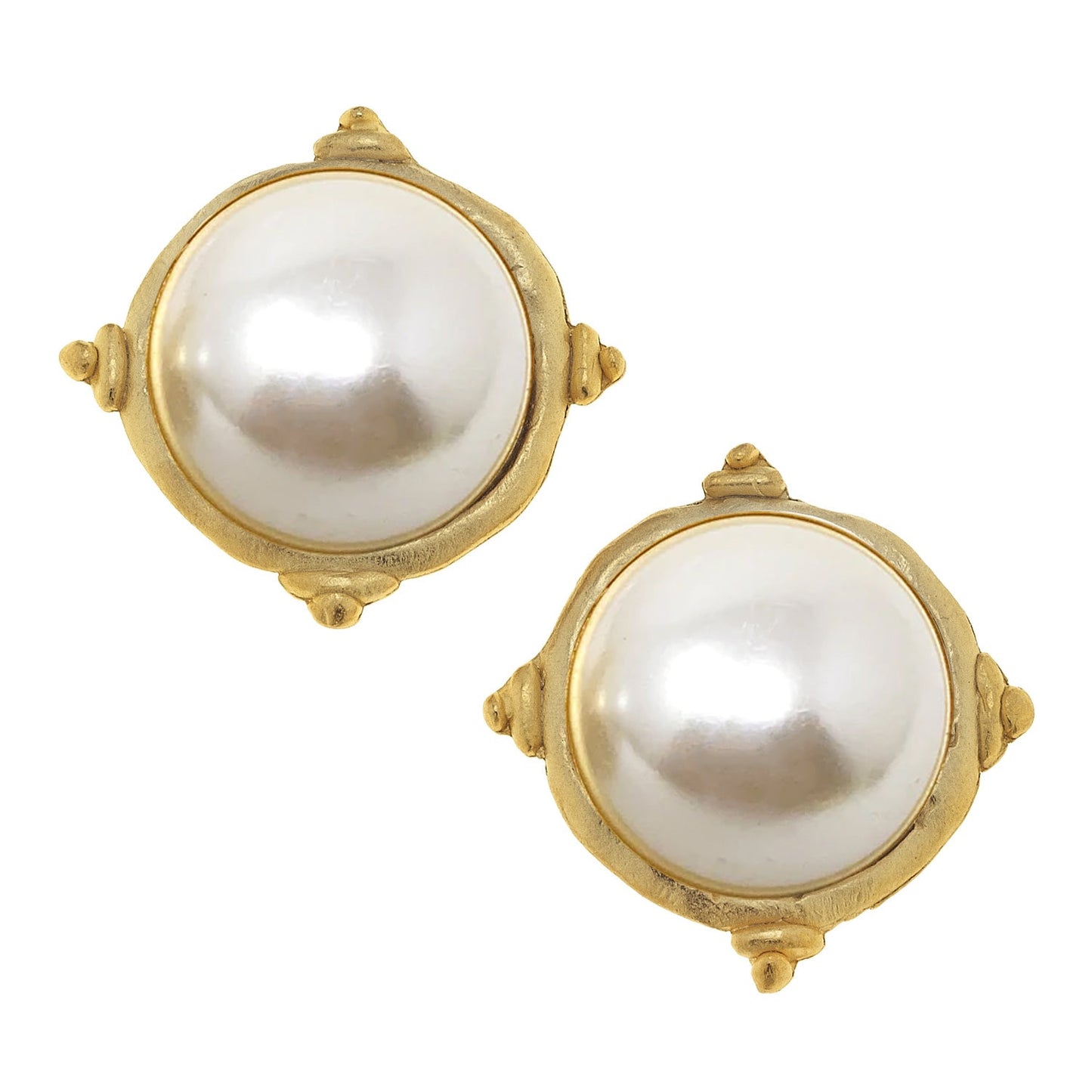 Elegant Pearl Cabochon Stud Earrings