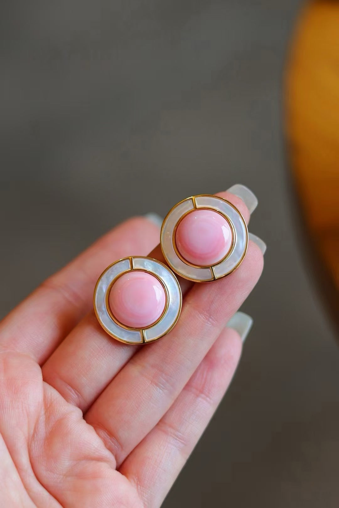 Pink Conch Shell Pearl Earrings for Women