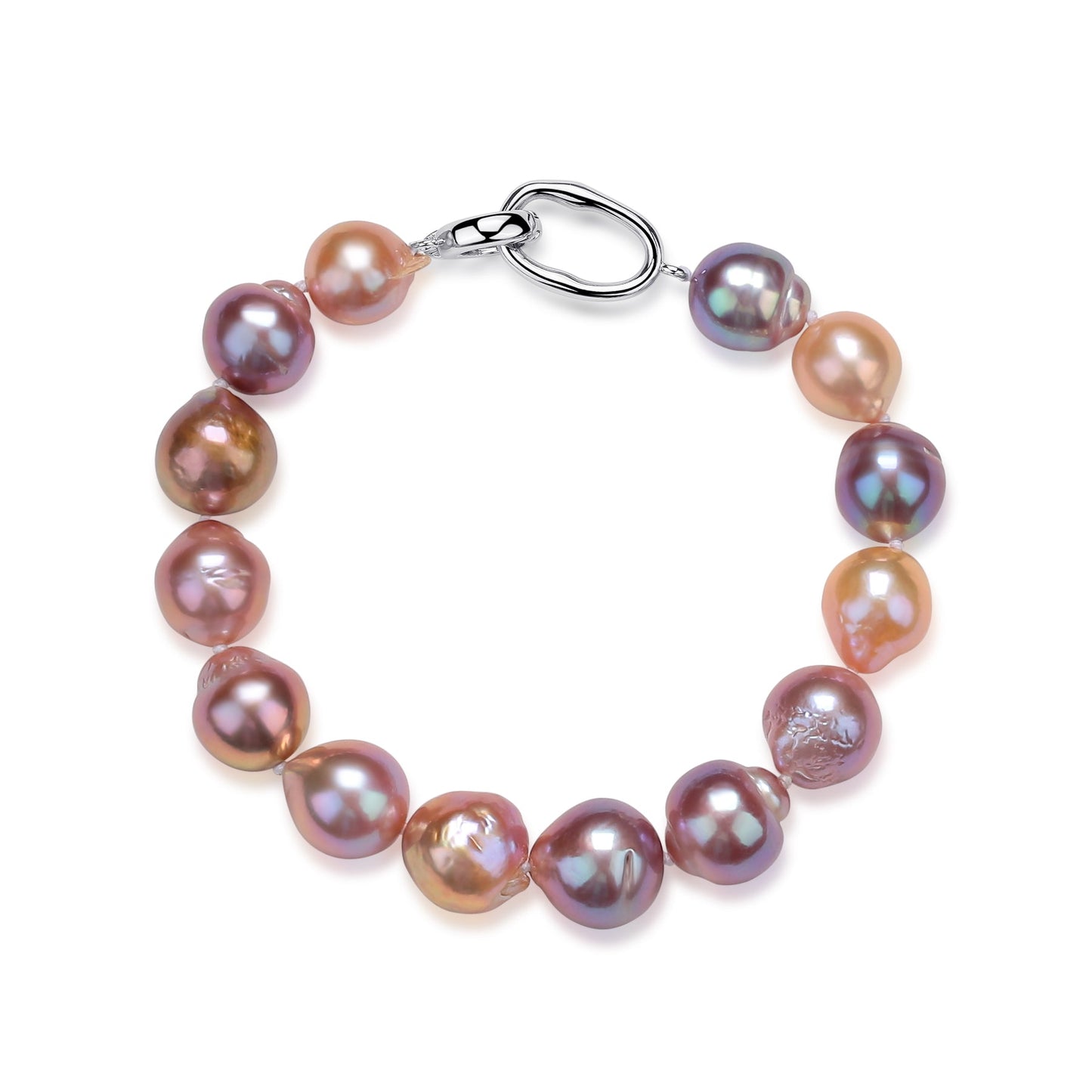 Baroque Pearl Necklace and Bracelet Set in Pink Purple