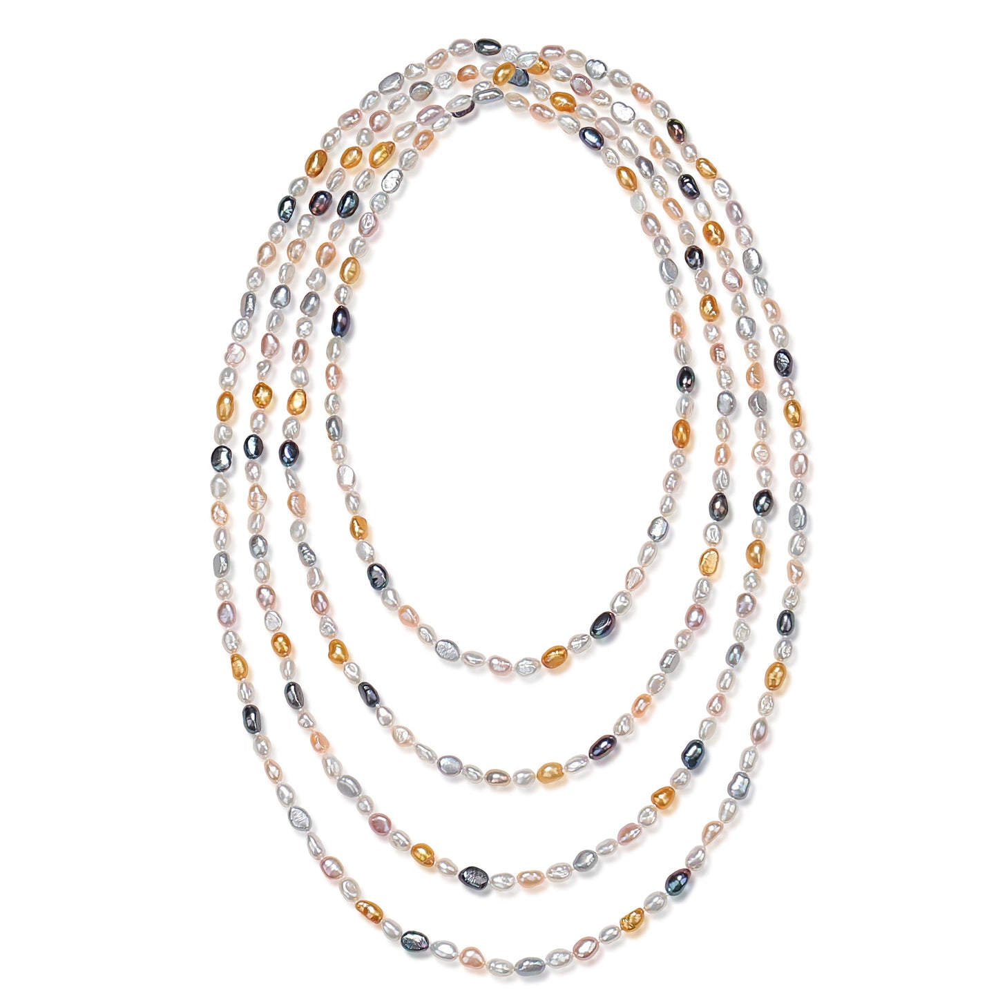 Multicolor Keshi Pearl Long Necklace 68 Inches