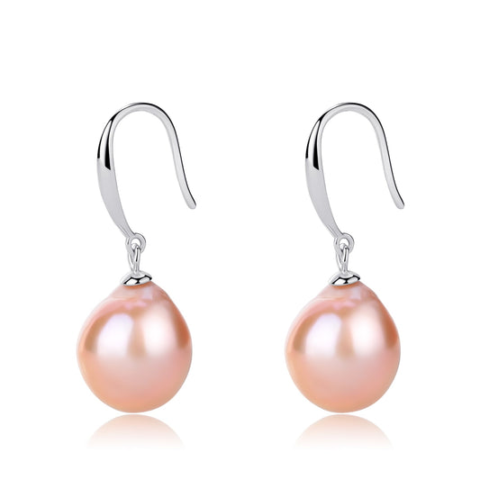 Pink Baroque Pearl Hook Style Earrings