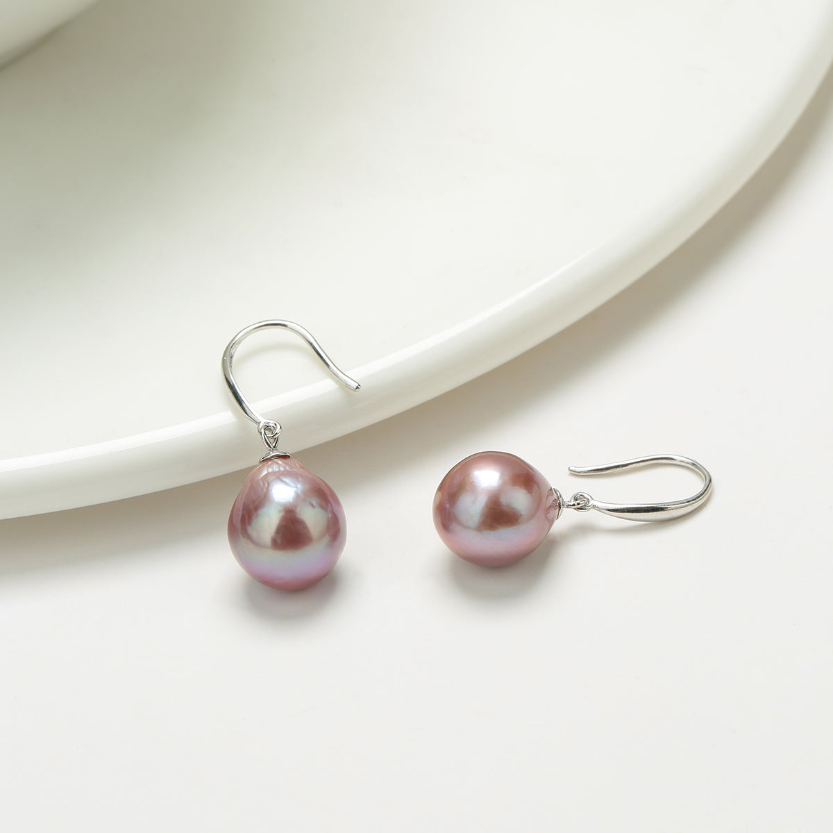 Purple Baroque Pearl Classic Hook Earrings