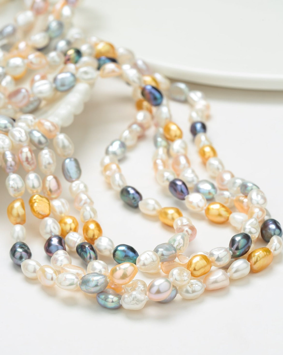 Multicolor Keshi Pearl Long Necklace 68 Inches