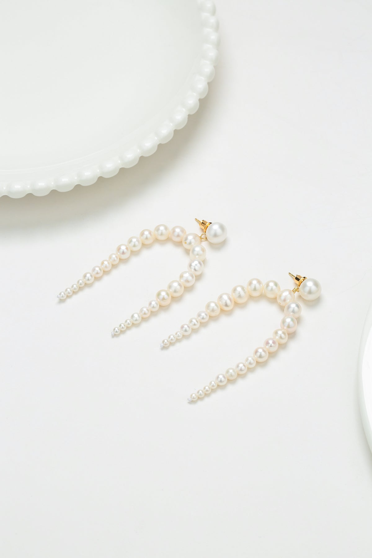 Freshwater Pearl Drop Earrings in Dynamic Style