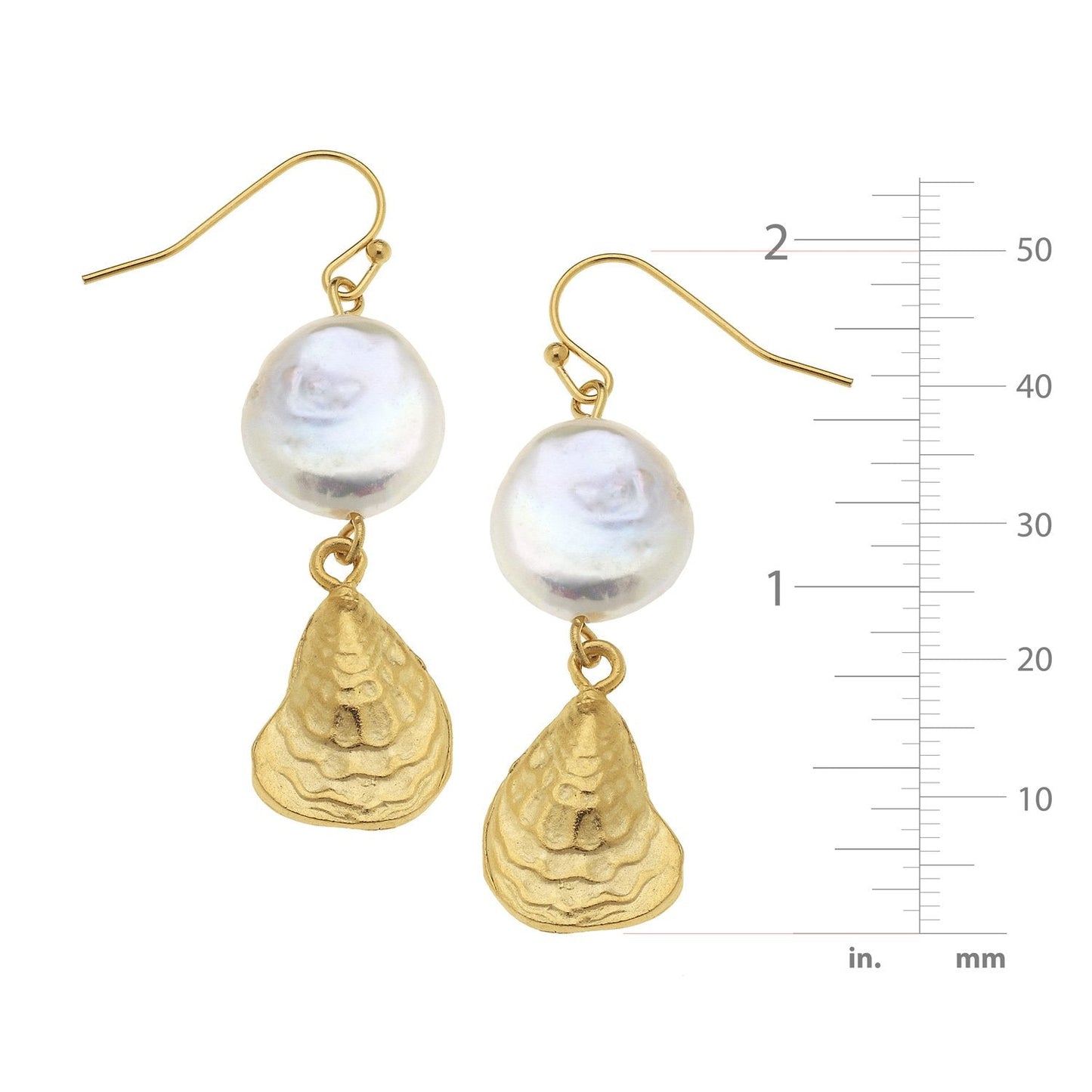 Oyster Drop Earrings with Coin Pearls