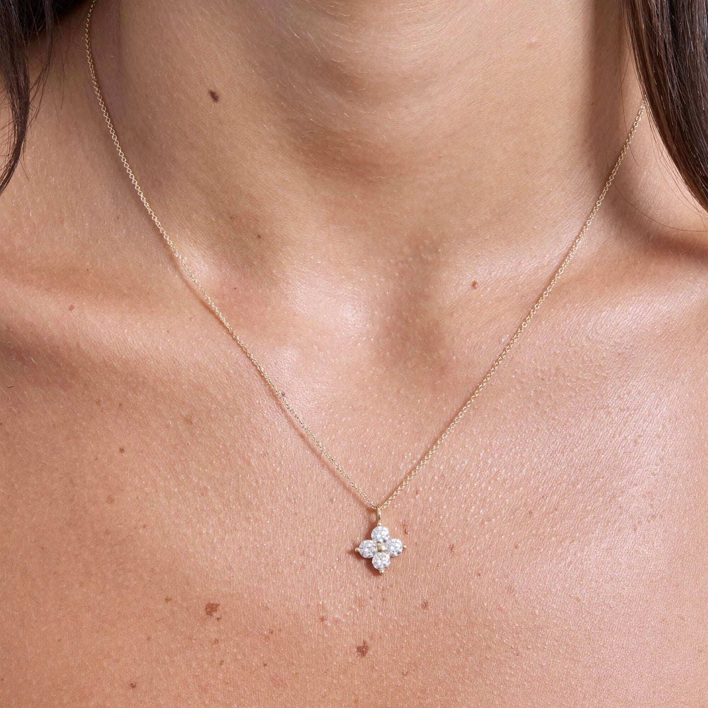 Lab Created Diamond Clover Necklace with 1CTW