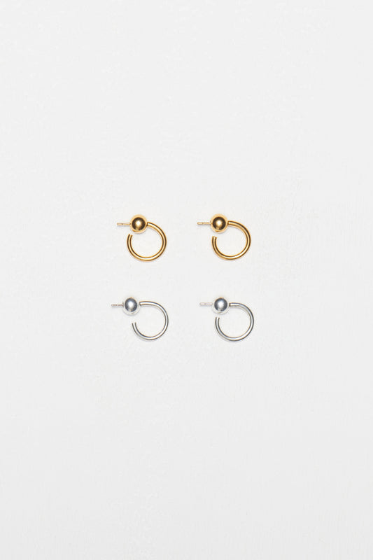 Small Layered Hoop Earrings in Silver