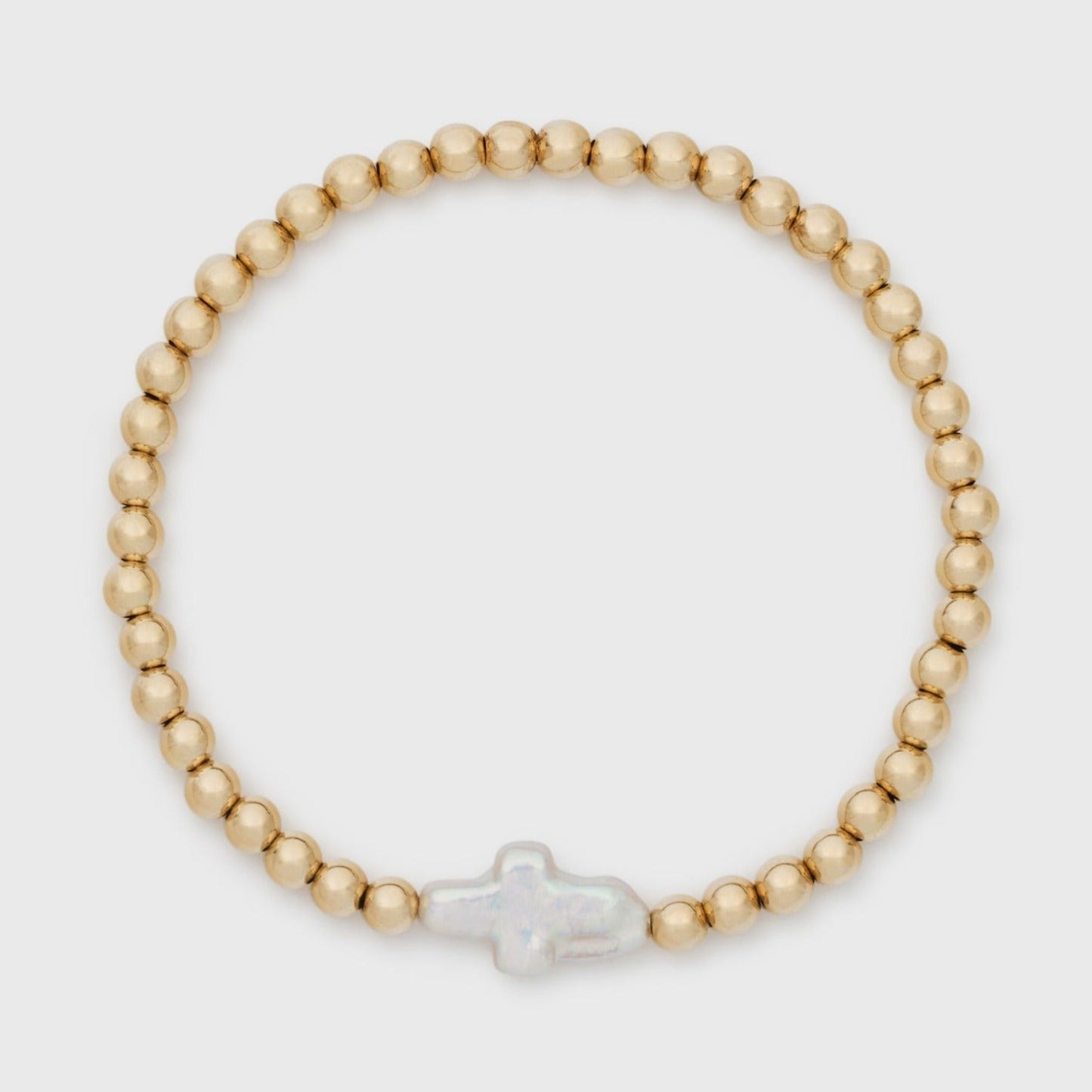 Pearl Cross Bracelet with Four Millimeter Beads