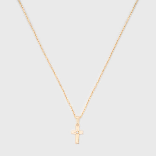 Diamond Cross Necklace in 14k Gold