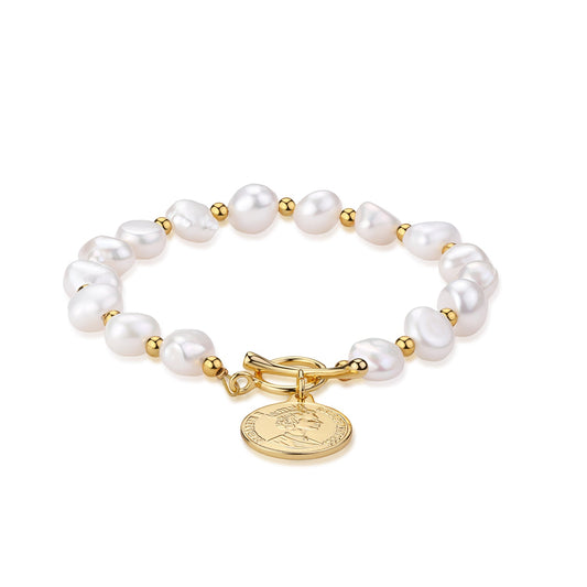 Elegant Coin Pearl Bracelet for Women