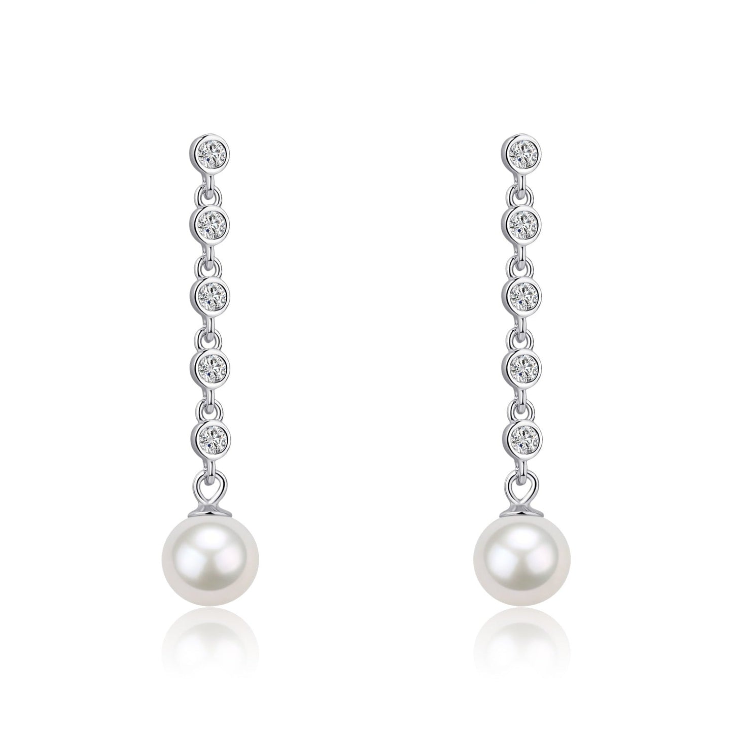 Freshwater Pearl and Cubic Zirconia Drop Earrings