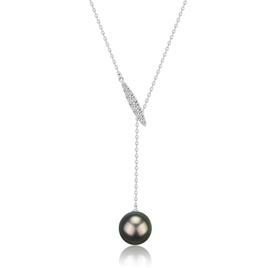 Y-Knot Necklace with 11-12mm Tahitian Pearls