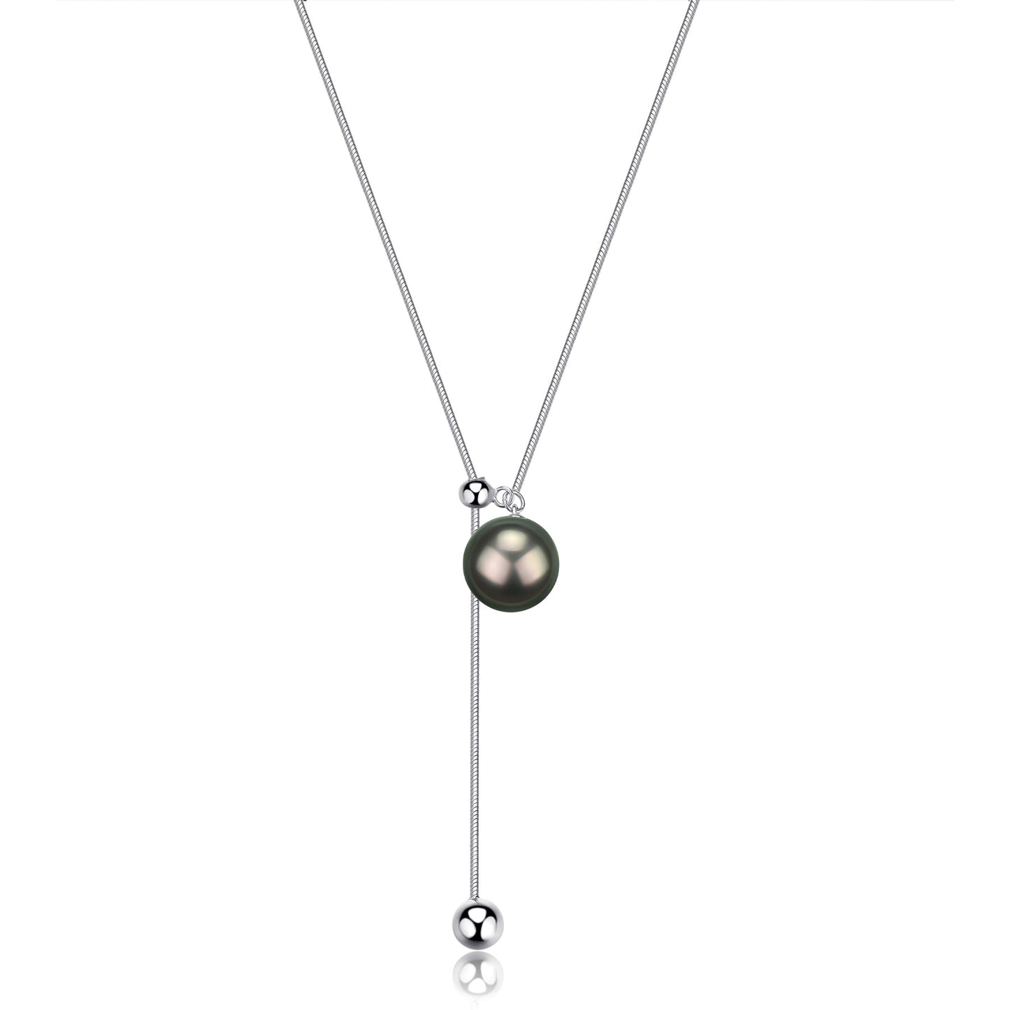 Tahitian Pearl Clavicle Chain Necklace in 11-12mm Size