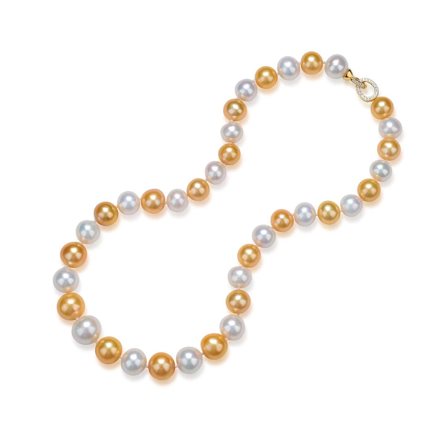 Dyed Golden and White Freshwater Pearl Necklace 2