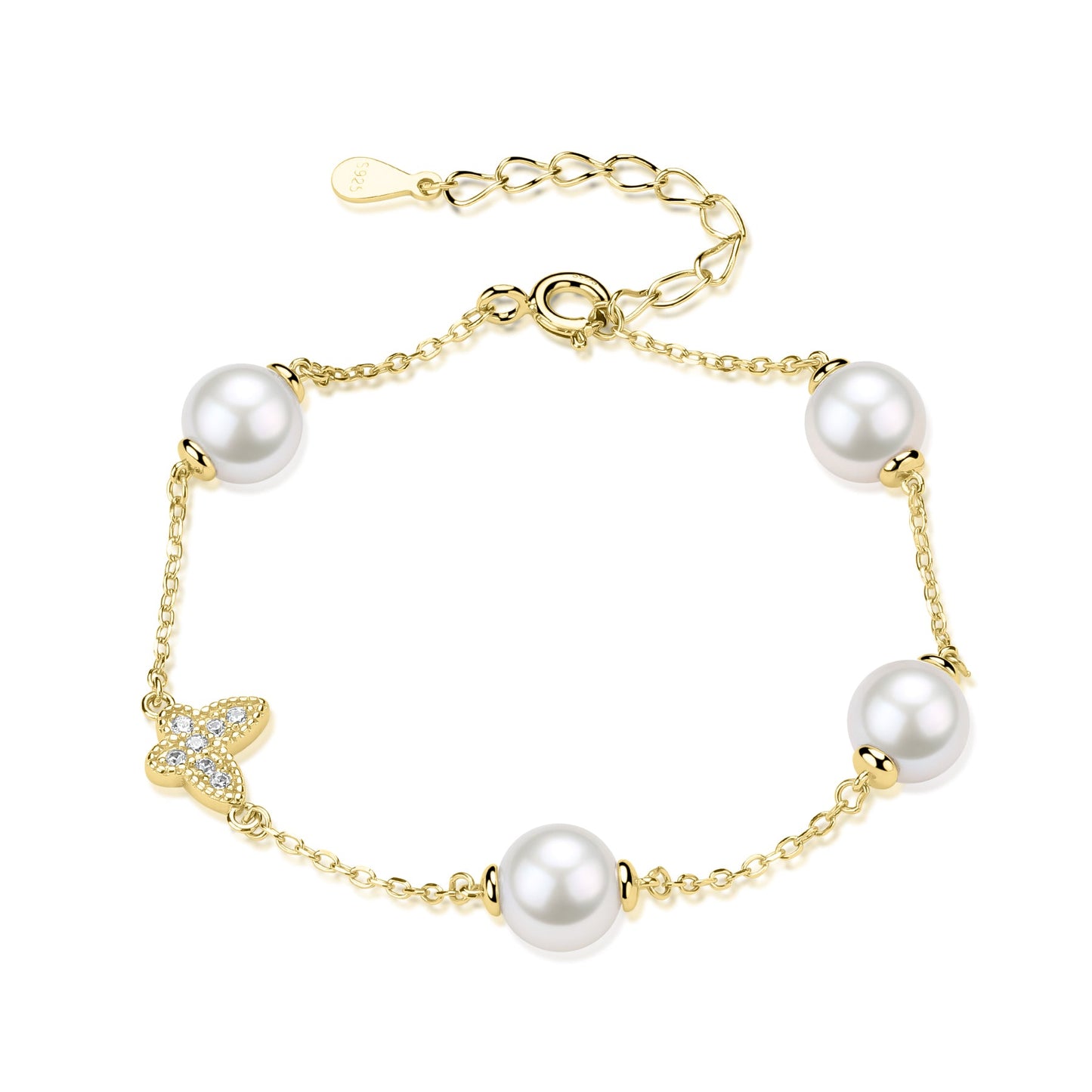 Freshwater Pearl Butterfly Design Bracelet 6-7mm