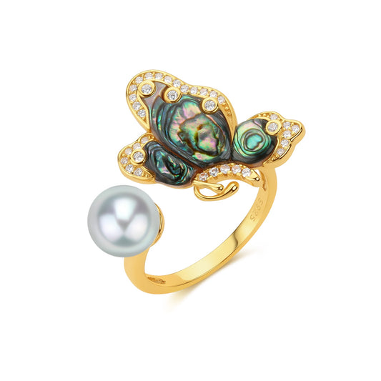 Butterfly Ring with Akoya Mother of Pearls