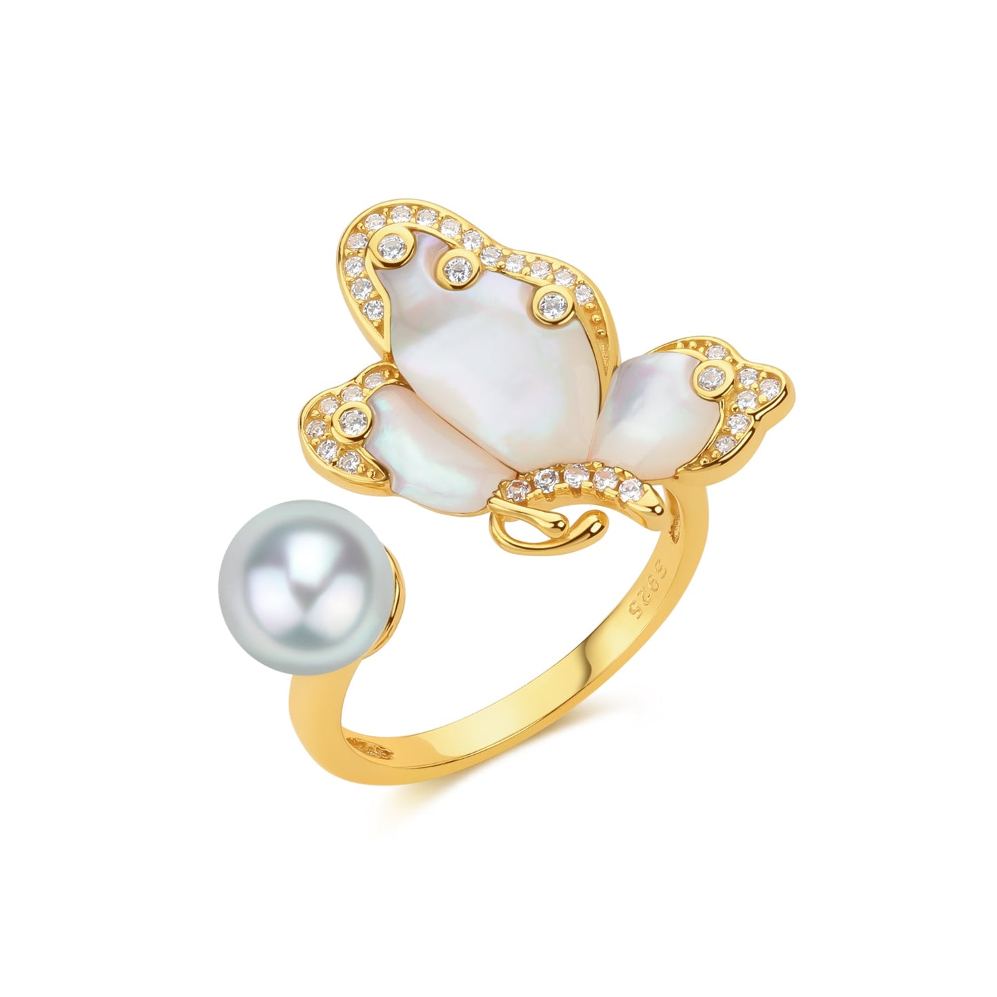 Butterfly Ring with Akoya Mother of Pearls