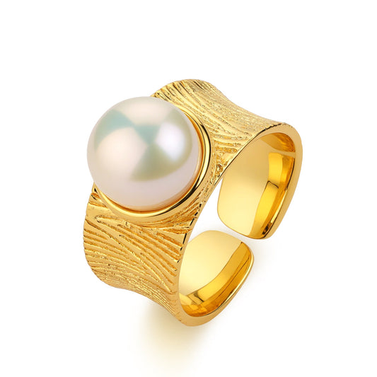 Freshwater Pearl Wide Ring in 7-8mm Size