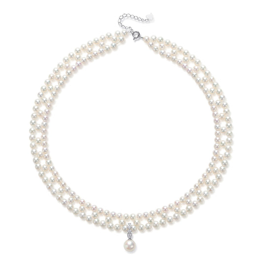 Woven Freshwater Pearl Pendant Necklace Strands