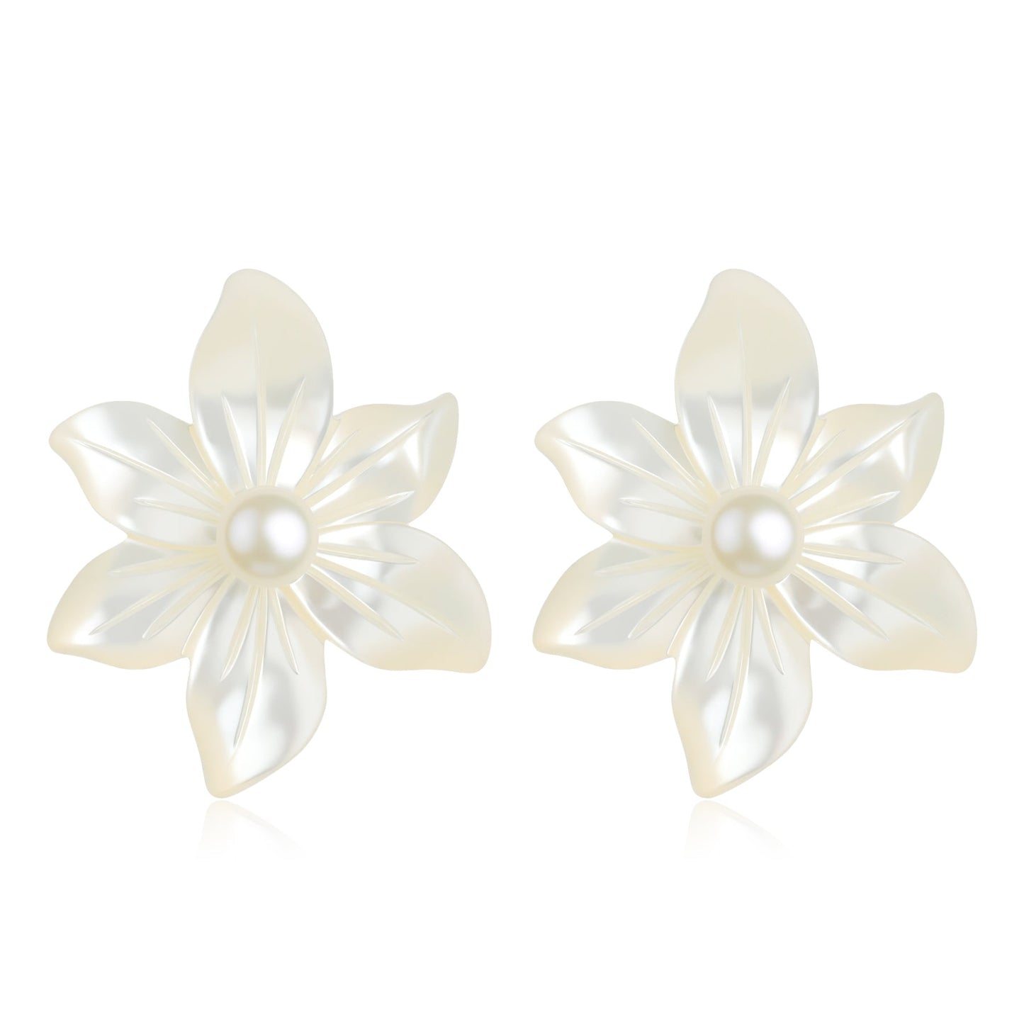 White Orchid Earrings with Freshwater Pearl Design