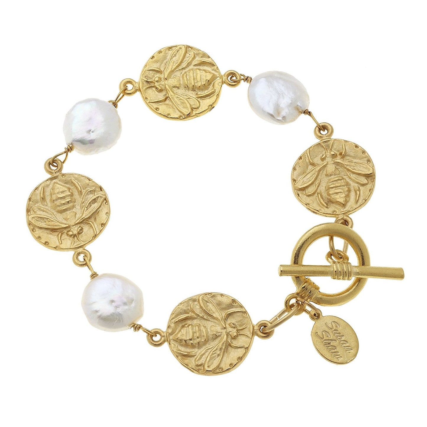 Bee Coin Pearl Bracelet