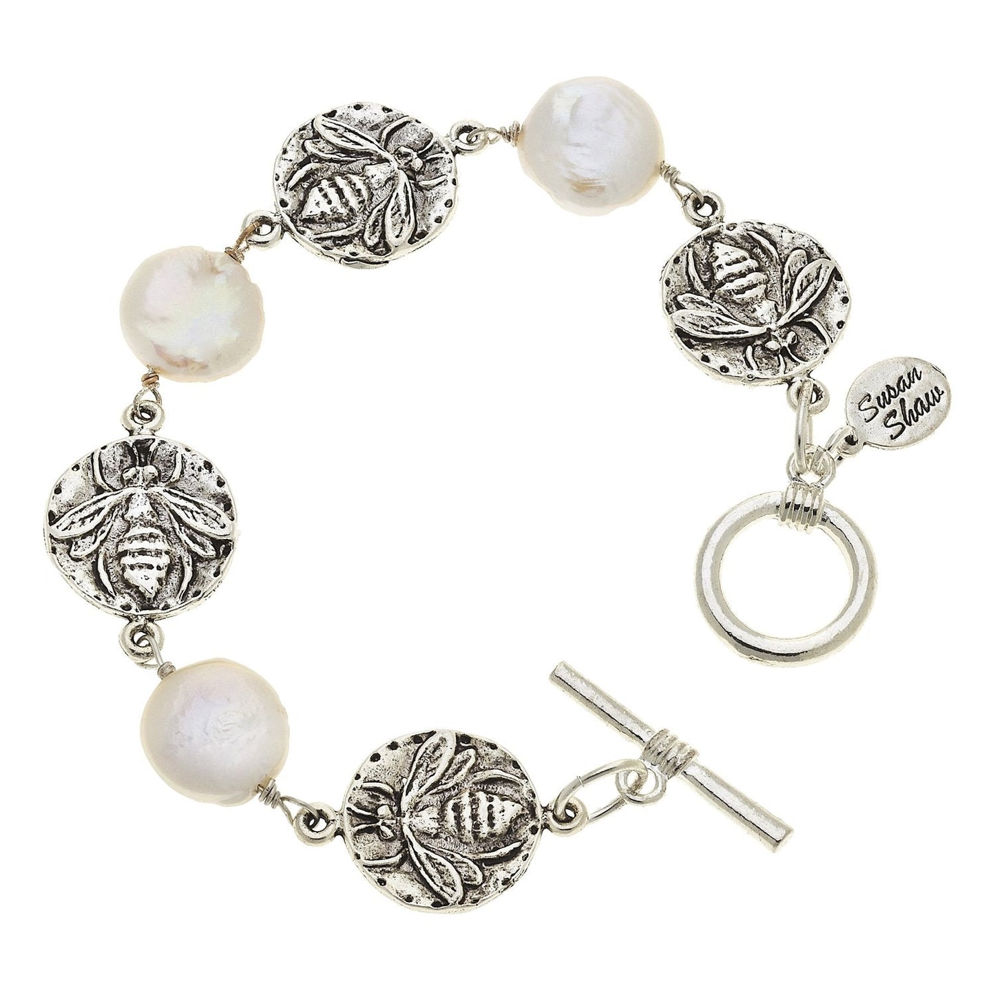 Bee Coin Pearl Bracelet